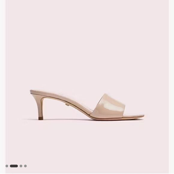 Kate Spade Savvi nude patent leather slide kitten heel sandal 8 - Picture 2 of 9